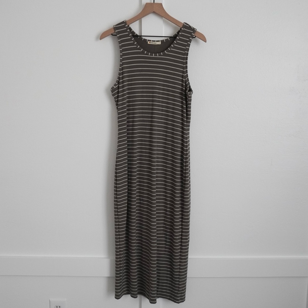 Marine Layer Green Striped Sleeveless Maxi Dress
